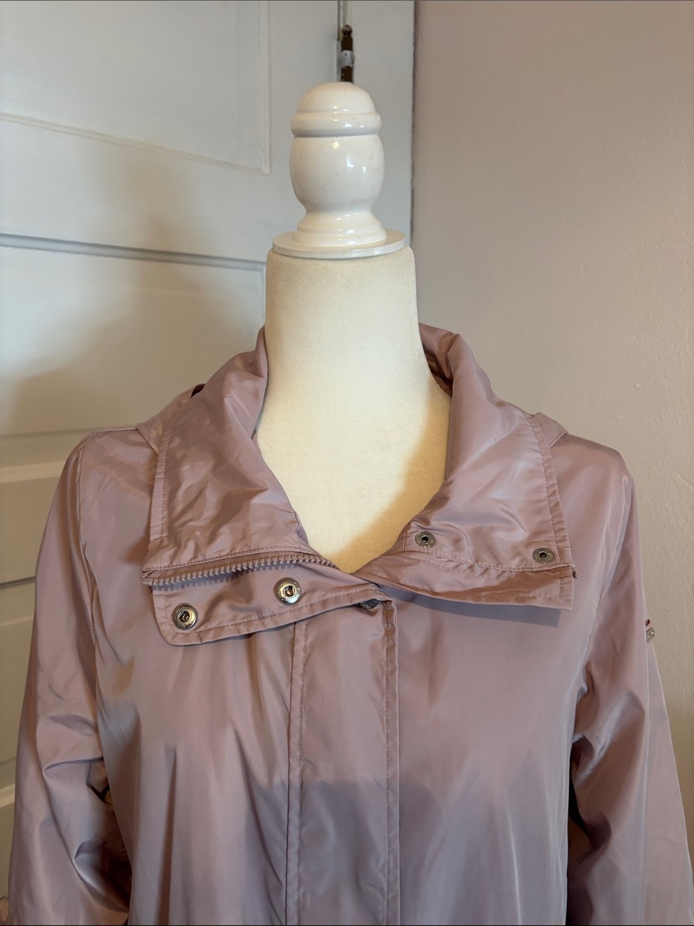 Via Spiga Pale Pink Rain Coat with Balloon Sleeves - Picture 4 of 14